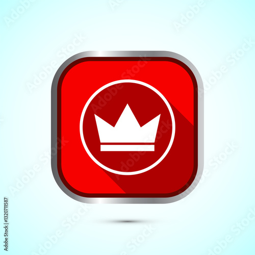 Crown icon design illustration, Royal crown sign symbol, Red color shadow button design