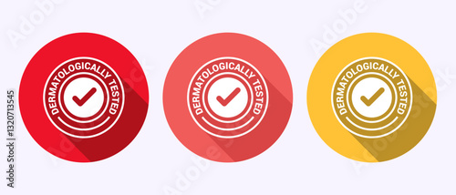 Dermatologically tested icon design, dermatology test and dermatologist clinic icon in shadow button design.