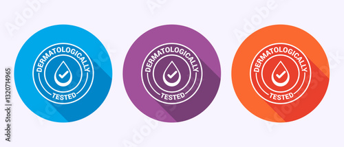 Dermatologically tested icon design, dermatology test and dermatologist clinic icon in shadow button design.
