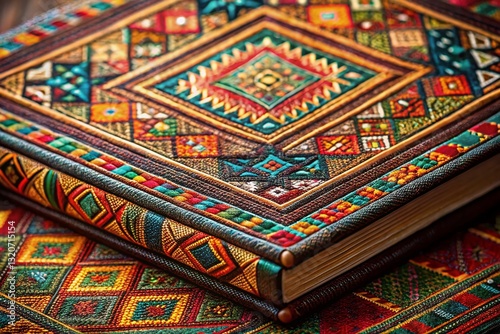 Artistic Tribal Book Cover: Close-up Patterned Design, Documentary Photography Style