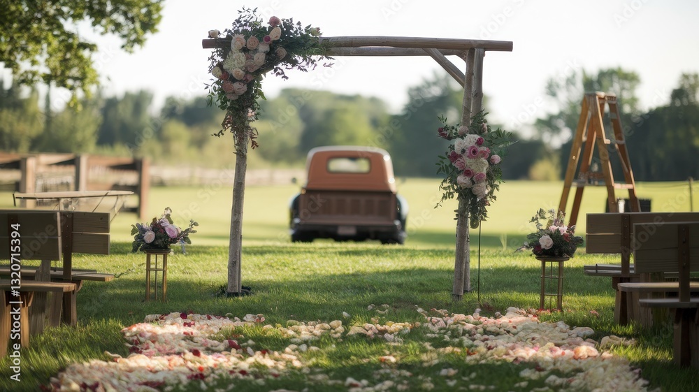 Obraz premium Rustic Outdoor Wedding Ceremony Setup
