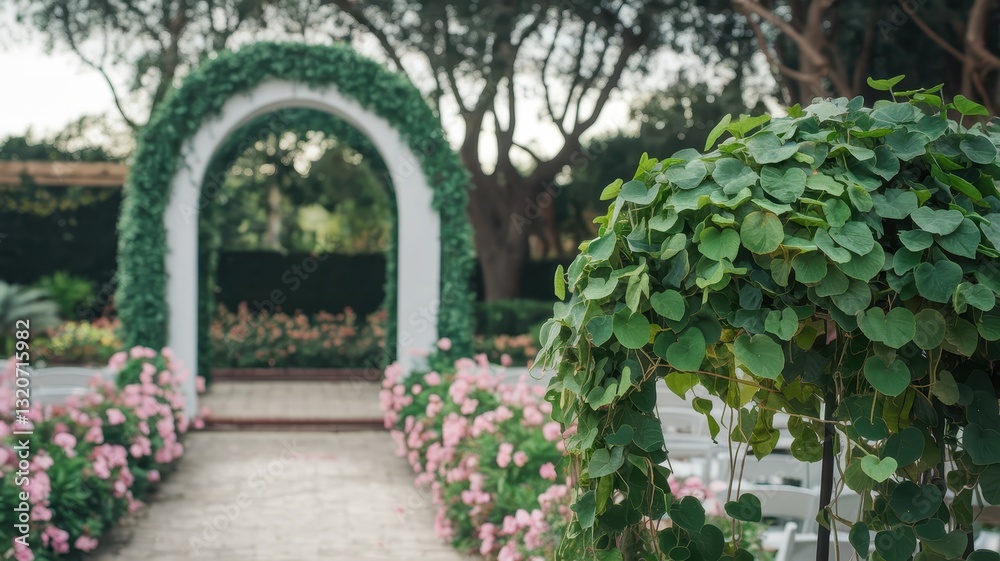Obraz premium Romantic Garden Wedding Ceremony Archway