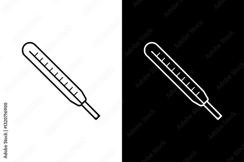 Obraz premium Medical Thermometer Silhouette Vector Icon Black and White Background.