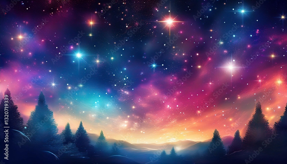 Fototapeta premium colorful twinkling starry night background with sparkling glitter effects