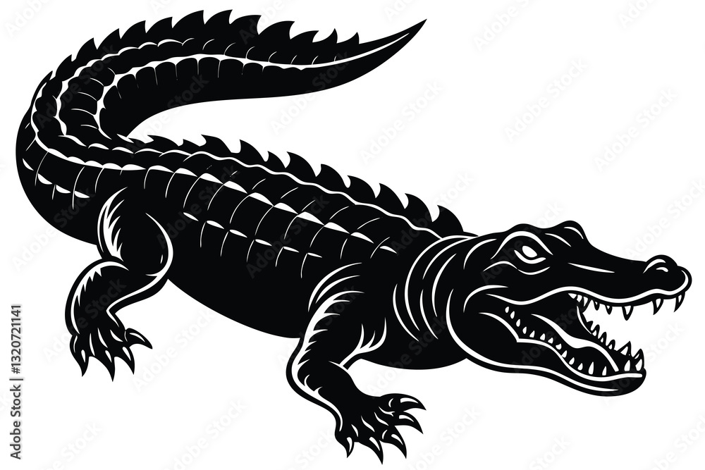 Naklejka premium Alligator straight tail silhouette
