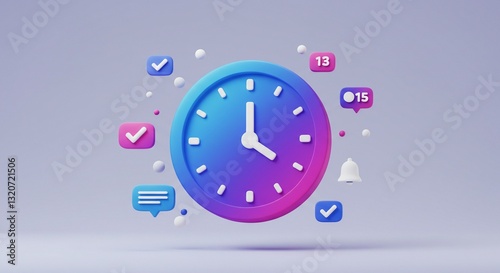 3D Clock: Vibrant Gradient, Notifications, and Simple Design photo