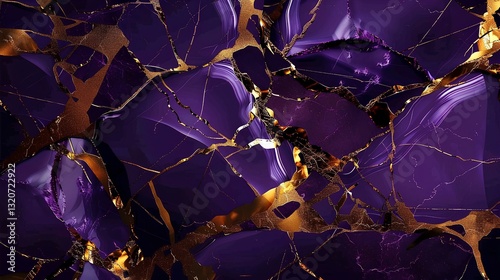 Obraz na płótnie wallpaper featuring purple and gold marble, showcasing the unique texture with rich colors and elegant cracks w salonie