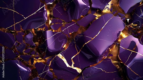 Obraz na płótnie wallpaper featuring purple and gold marble, showcasing the unique texture with rich colors and elegant cracks w salonie