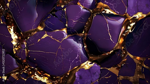 Obraz na płótnie wallpaper featuring purple and gold marble, showcasing the unique texture with rich colors and elegant cracks w salonie