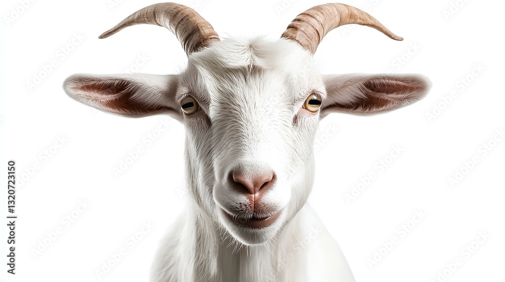 white male goat front view isolated on white background
