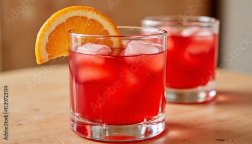 Wallpaper Mural Refreshing Bright Red Cocktail in a Rocks Glass with Orange Slice Garnish. Torontodigital.ca