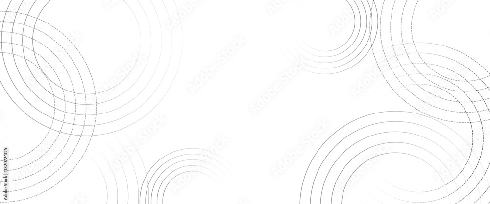 Fototapeta premium Vector digital future technology concept. Abstract white background with black circle rings.