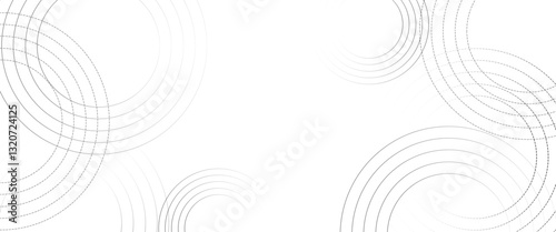 Vector digital future technology concept. Abstract white background with black circle rings.