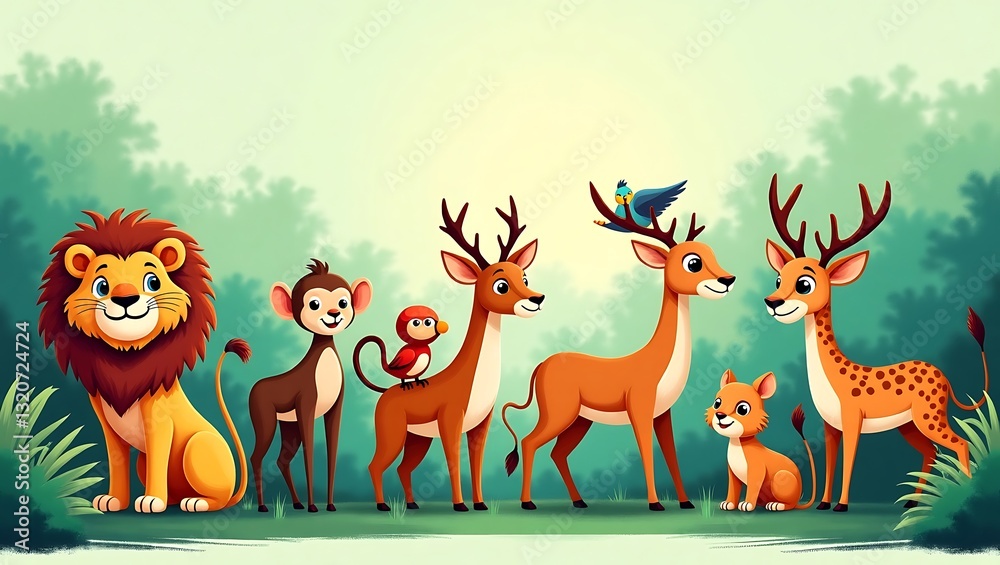 Obraz premium animals in the forest and wild animals collection
