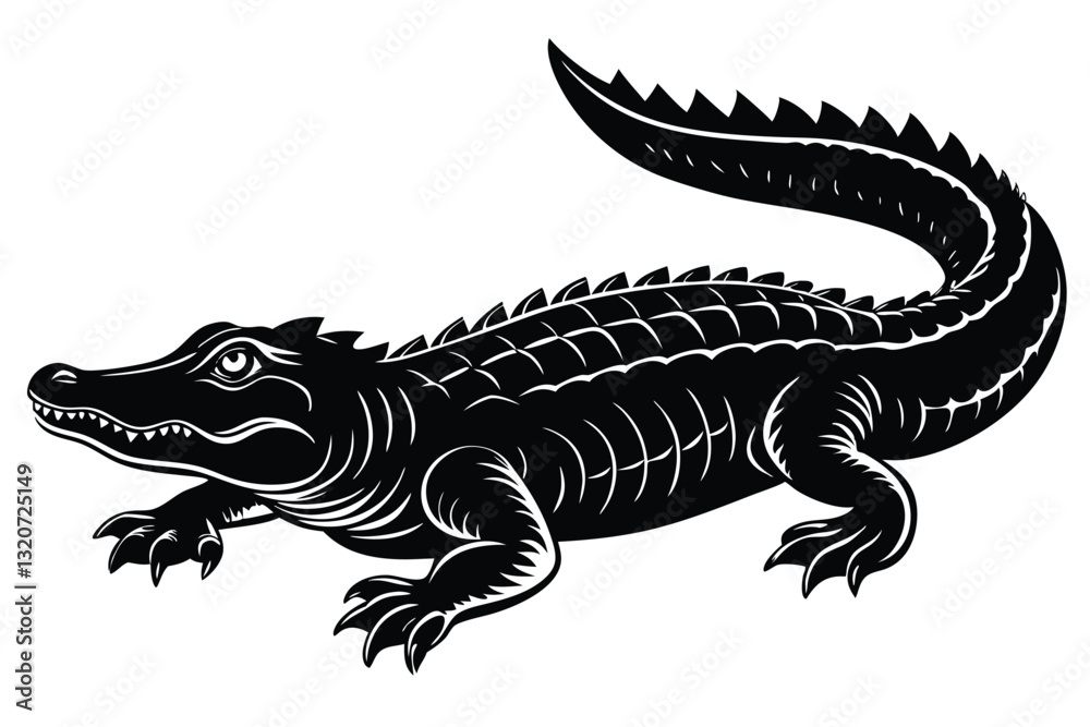 Fototapeta premium Alligator straight tail silhouette