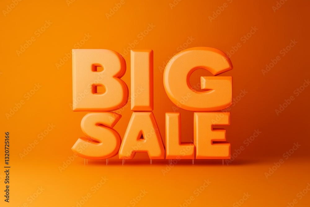 Bright orange big sale sign promoting discounts on various products during a seasonal event Bright orange big sale sign promoting discounts on various products during a seasonal event