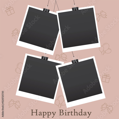 Vector Illustration of birthday photo collage