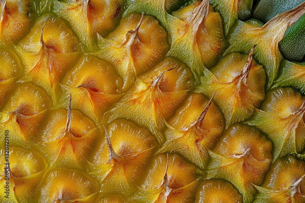 Close up of a textured pineapple skin surface Close up of a textured pineapple skin surface