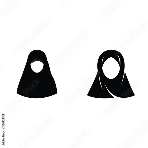 vector illustration of a female figure. Girl wearing a hijab    silhouette icon vector illustration on a white background