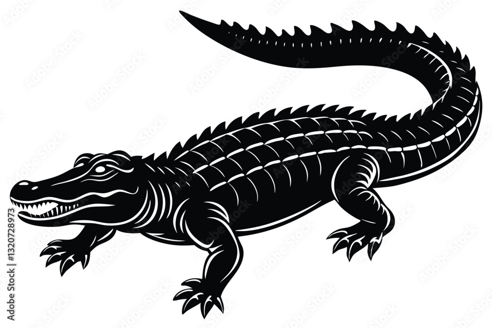 Naklejka premium Crocodile and alligator silhouette