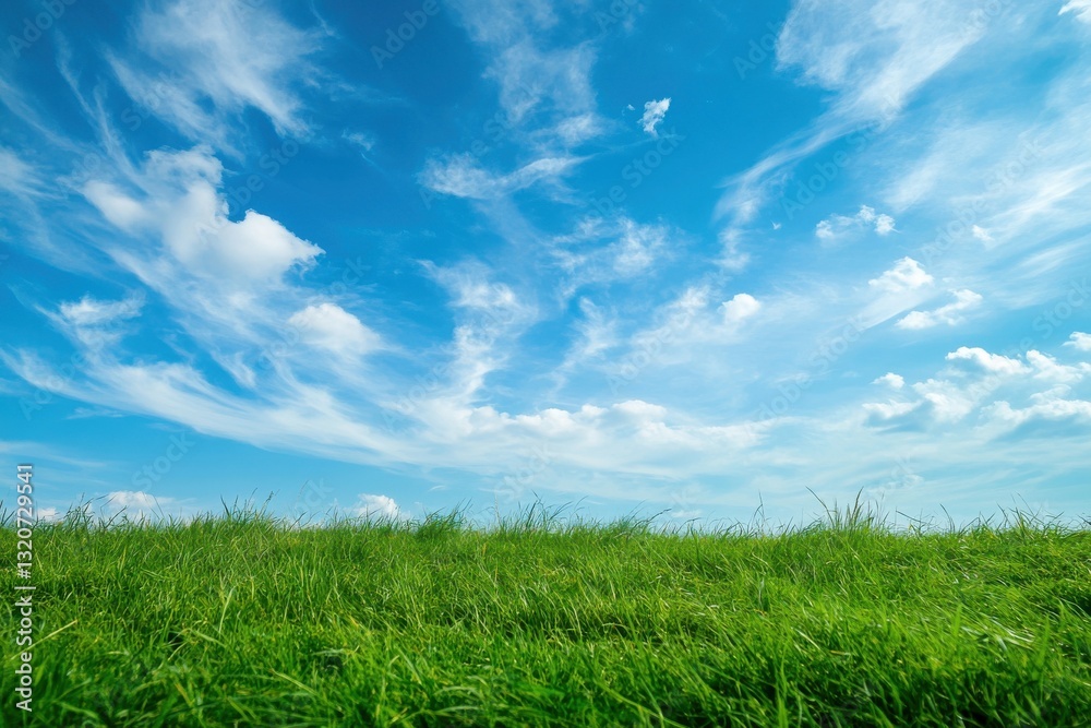 Idyllic green fields beneath a bright azure sky scattered with fluffy clouds, ideal for outdoor lifestyles and travel enthusiasts seeking nature-inspired visuals Idyllic green fields beneath a bright azure sky scattered with fluffy clouds, ideal for outdoor lifestyles and travel enthusiasts seeking nature-inspired visuals