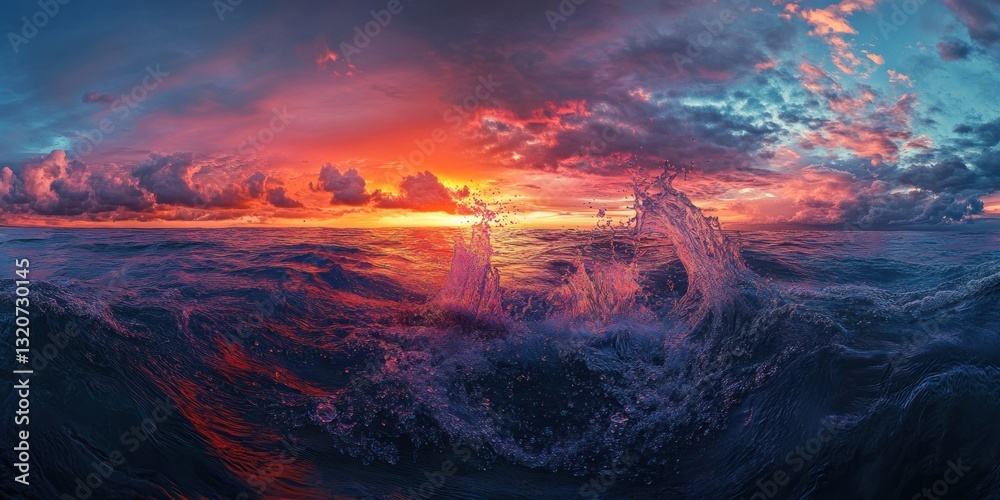 Fototapeta premium Dramatic Sunset Over Ocean Waves (1)