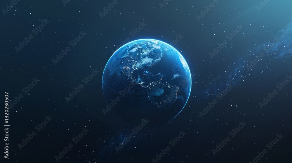 Obraz premium Abstract blue digital background with a global network and connectivity. Abstract technology. Abstract Network World. Glowing blue digital globe. Digital Earth. Global network. 