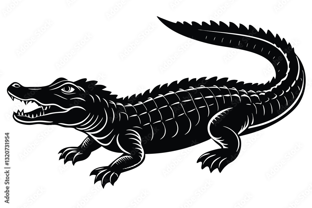 Fototapeta premium Crocodile and alligator silhouette