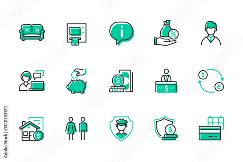 Financial operations - set of line design style icons