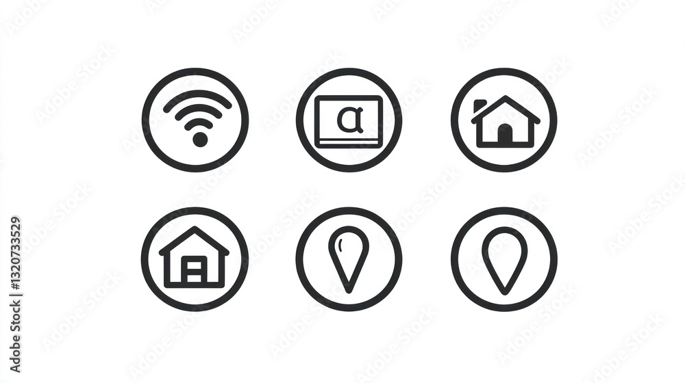 Simple Vector Icons for Smart Home and Location Services Simple Vector Icons for Smart Home and Location Services