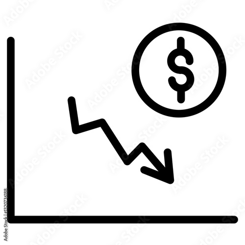 Money Loss Crisis Line Icon