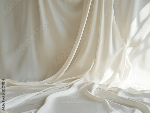 A white sheet of fabric is draped over a wall