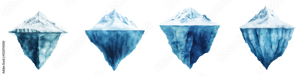 Obraz premium Intriguing Iceberg Formations Mysterious Shapes Emerge from the Depths Revealing the Hidden Wonders of the Arctic and Antarctic Landscapes