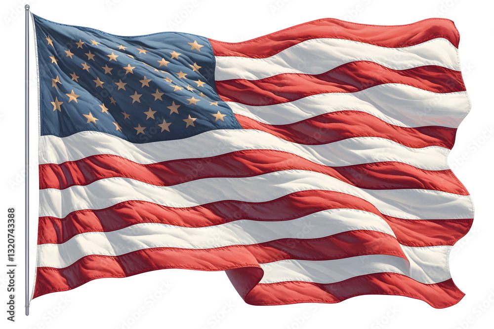 Obraz premium American flag close up on white background. Memorial Day or 4th of July, American Independence Day