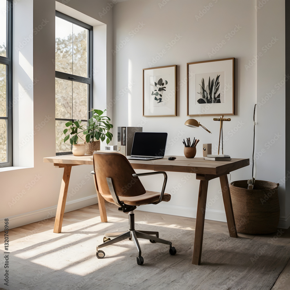 Fototapeta premium Minimalist Workspace with Natural Light