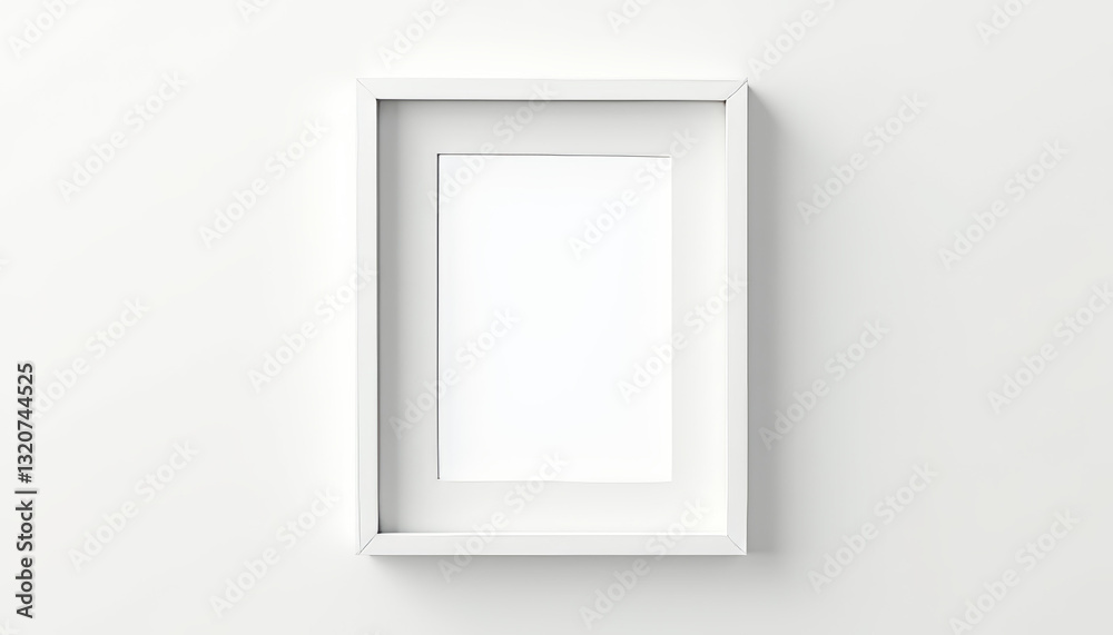 Blank white photo frame against plain backdrop, customizable design Blank white photo frame against plain backdrop, customizable design
