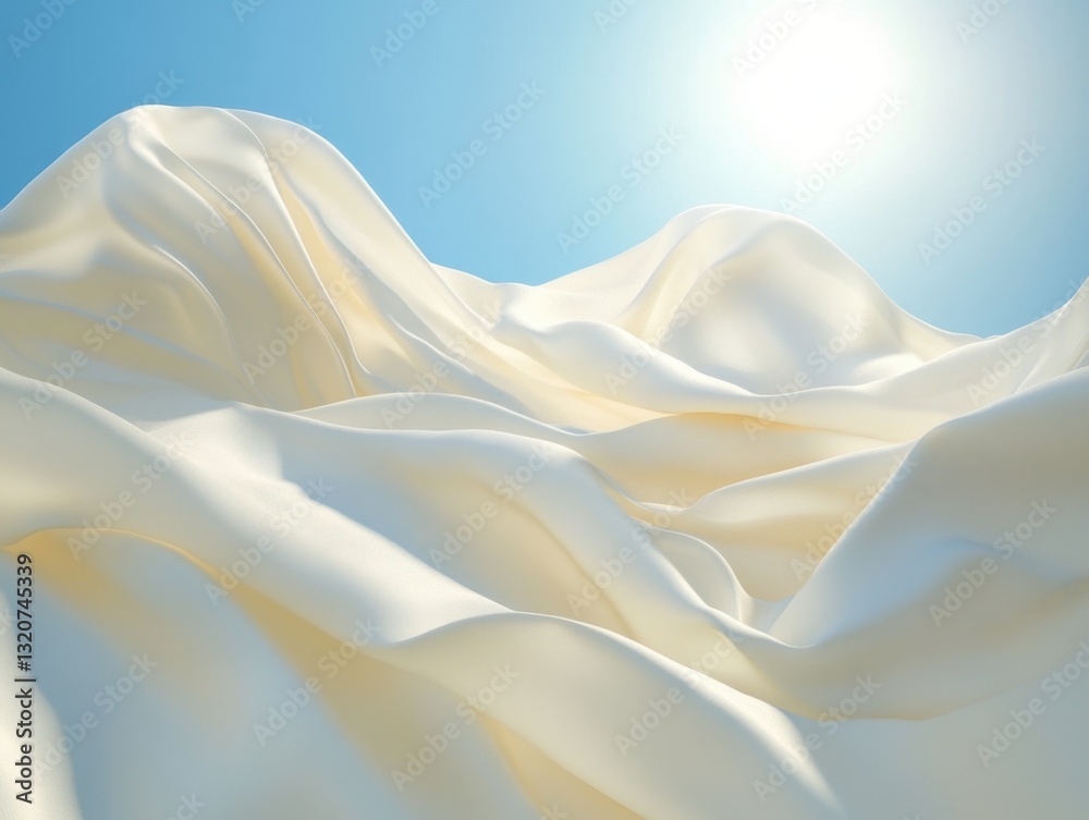 Obraz premium A white sheet of fabric with a blue sky in the background