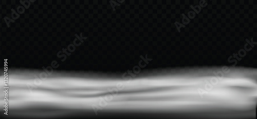 Ground fog vector, low-lying smoke effect.  Misty, atmospheric design.  Transparent background overlay.  Realistic, soft texture.  Perfect for special effects, landscape graphics, and atmospheric visu