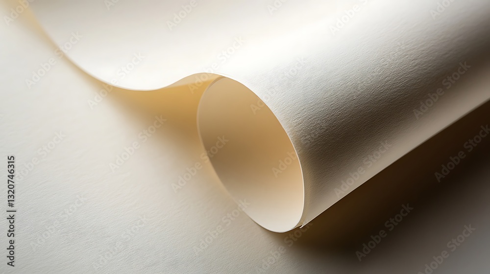 Cream Colored Paper Rolled Gently On A Surface Cream Colored Paper Rolled Gently On A Surface