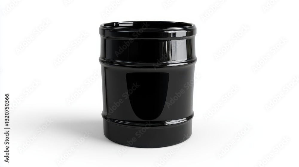 Glossy Black Barrel on White Background for Creative Design and Artistic Inspiration Glossy Black Barrel on White Background for Creative Design and Artistic Inspiration