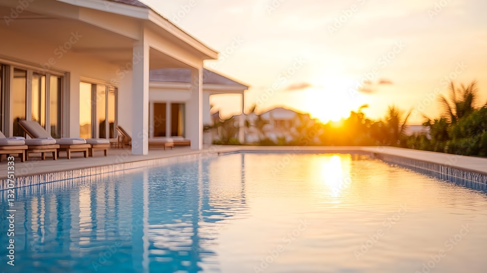 Fototapeta premium Sunset Luxury Pool Villa - Luxury travel