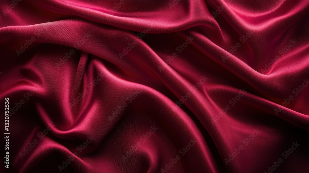 Obraz premium Rich red silk fabric draped elegantly with soft folds and a smooth texture creating a luxurious atmosphere