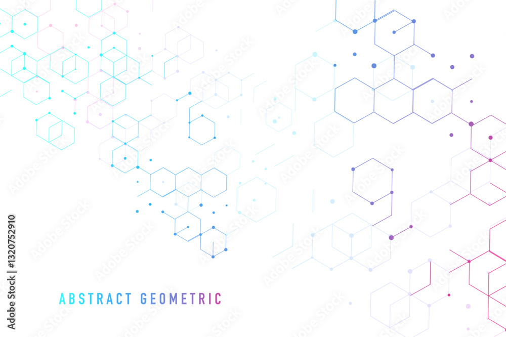 Abstract hexagons geometric. Futuristic molecules design. Digital molecular structure. Biotechnology concept for your design. Abstract hexagons geometric. Futuristic molecules design. Digital molecular structure. Biotechnology concept for your design.