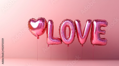 Pink, foil 'LOVE' balloons