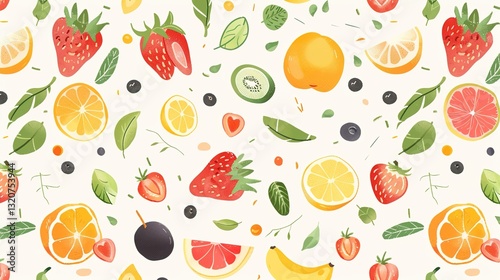 Fresh and Vibrant Healthy Food Background Featuring a Variety of Nutritious Ingredients, Perfectly Arranged on a Clean White Background for a Crisp, Refreshing Look