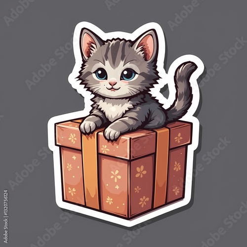 cat with a gift box