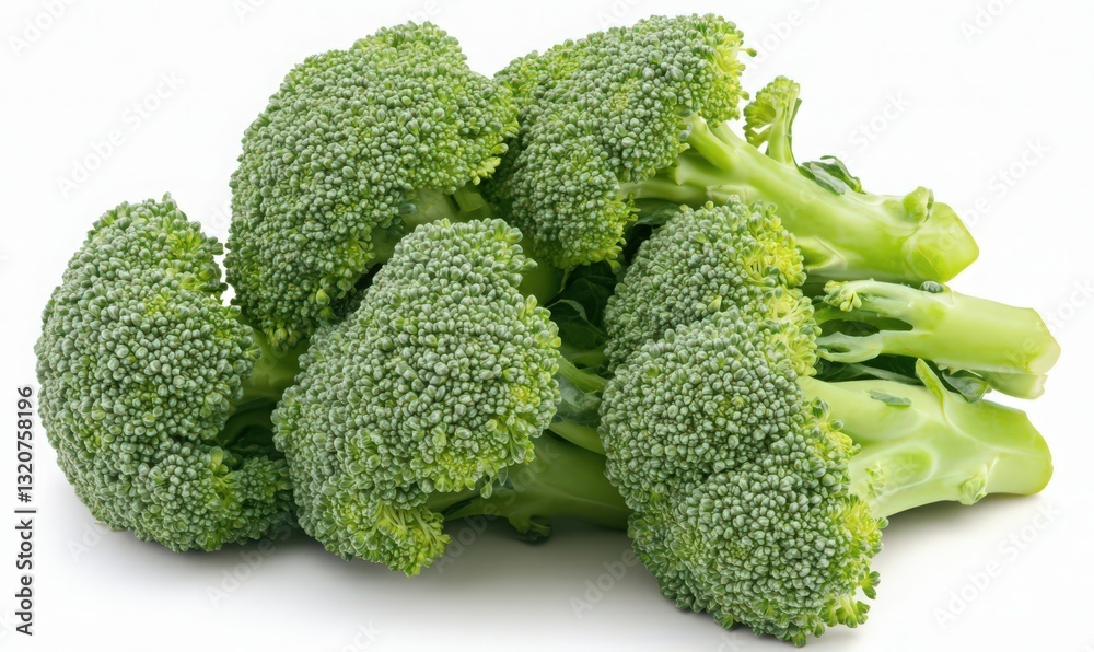 Fresh Green Broccoli Florets on White Background Fresh Green Broccoli Florets on White Background