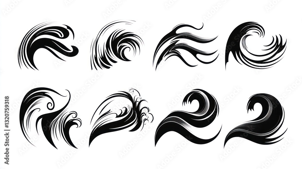 Fototapeta premium Abstract wave graphic set for design
