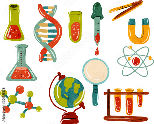 vector illustration of a set of laboratory equipment