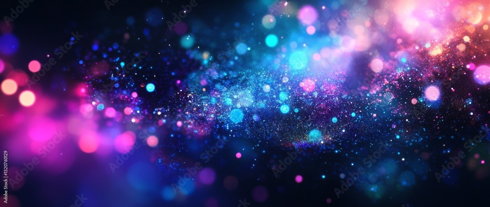 Colorful cosmic particles twinkling in the night sky during a starlit evening in an expansive universe Colorful cosmic particles twinkling in the night sky during a starlit evening in an expansive universe
